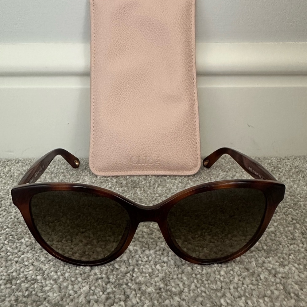 Chloe ~ Pink Leather Sunglasses Case with Brown Tortoiseshell Sunglasses